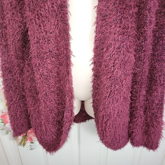 Kensie wine open front eyelash cardigan large - Picture 5 of 9